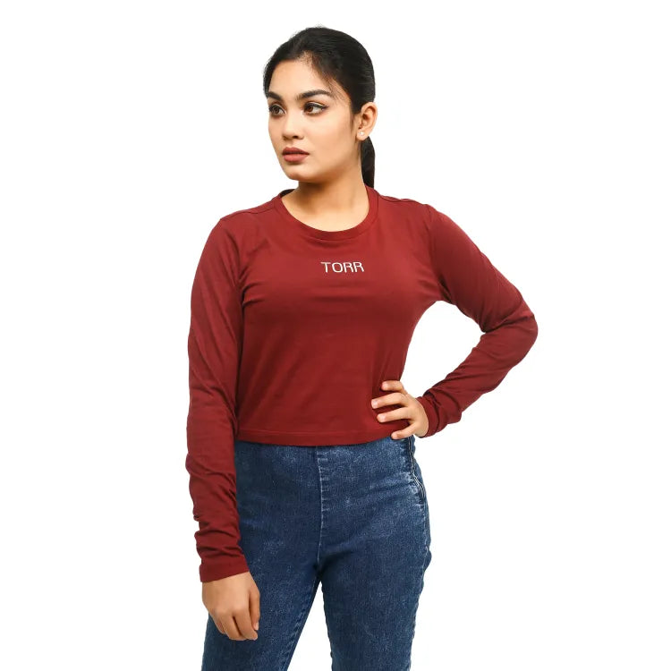 Women's F/S Crop Top | Tawny Port