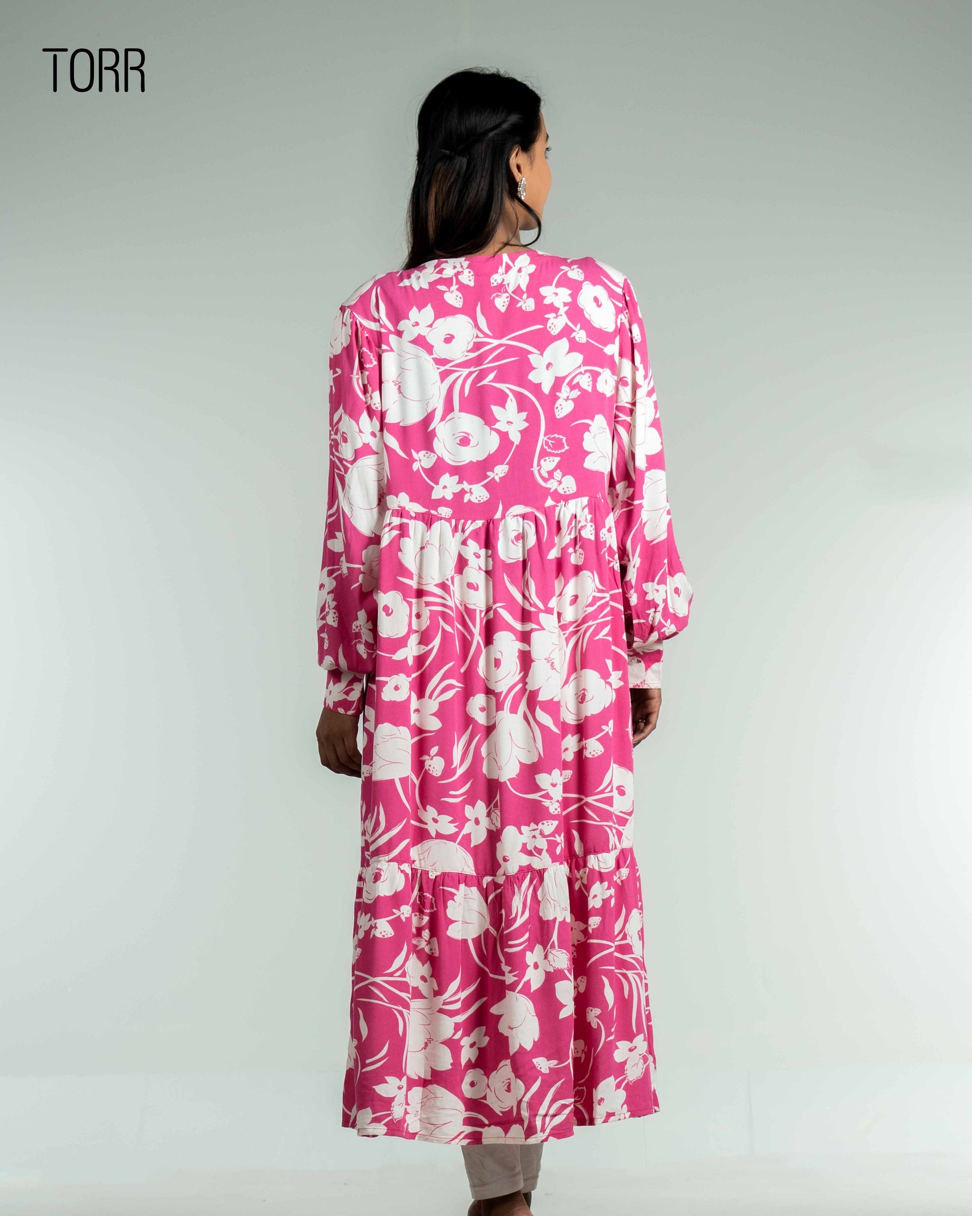 Women's Long Top | Pink AOP