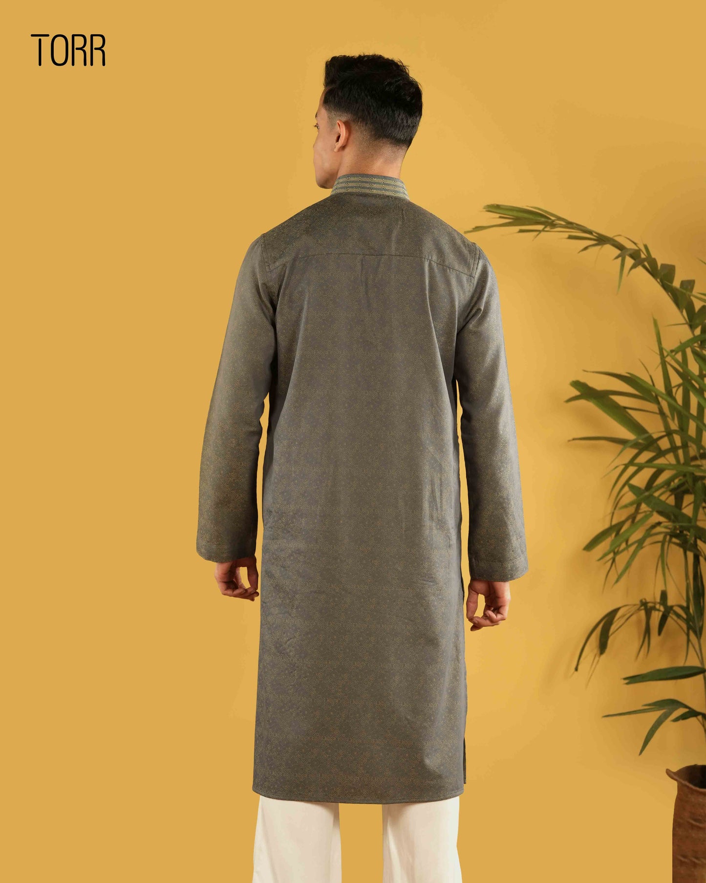 Men's Panjabi | Ash & Golden