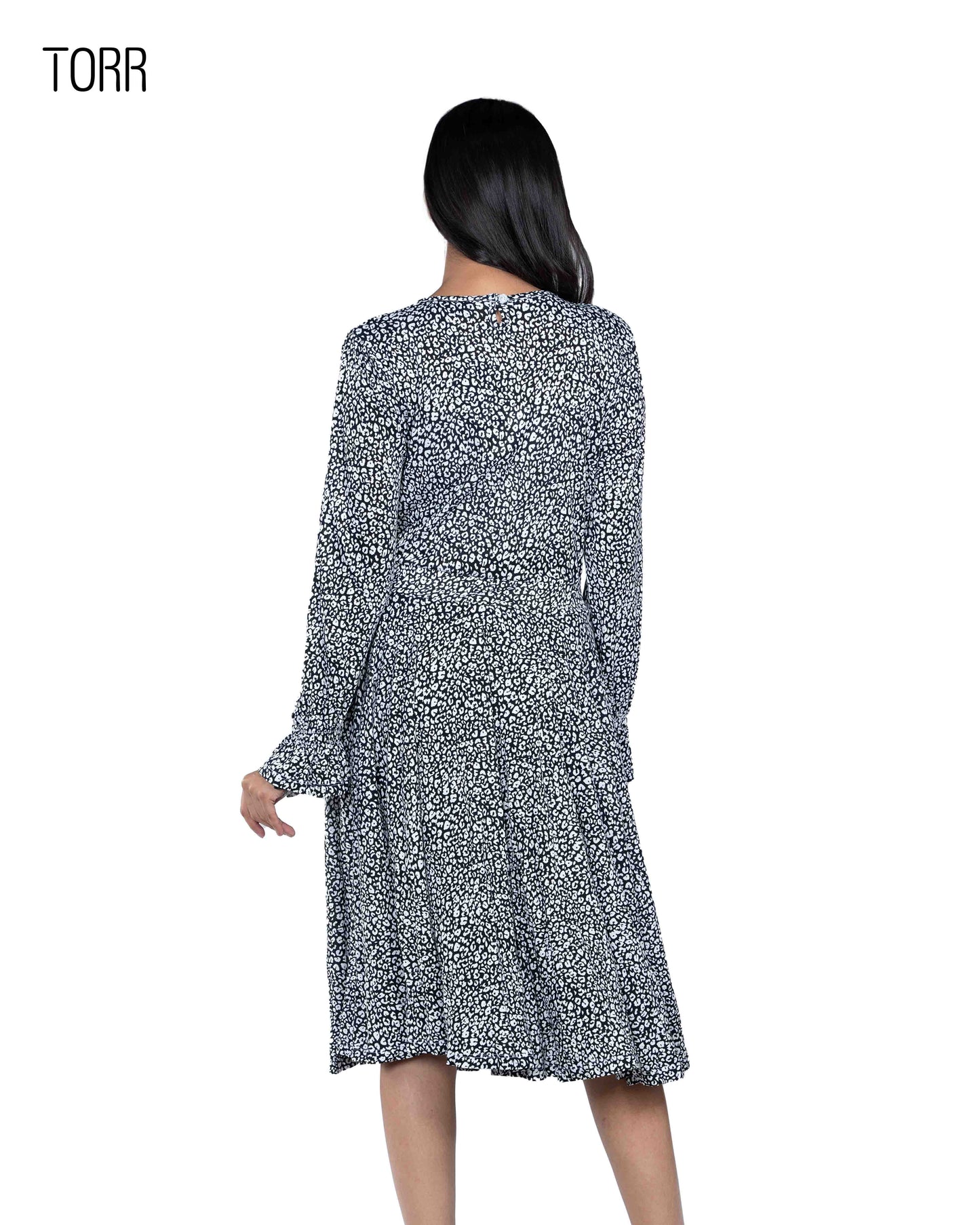 Women's Long Top | Black AOP