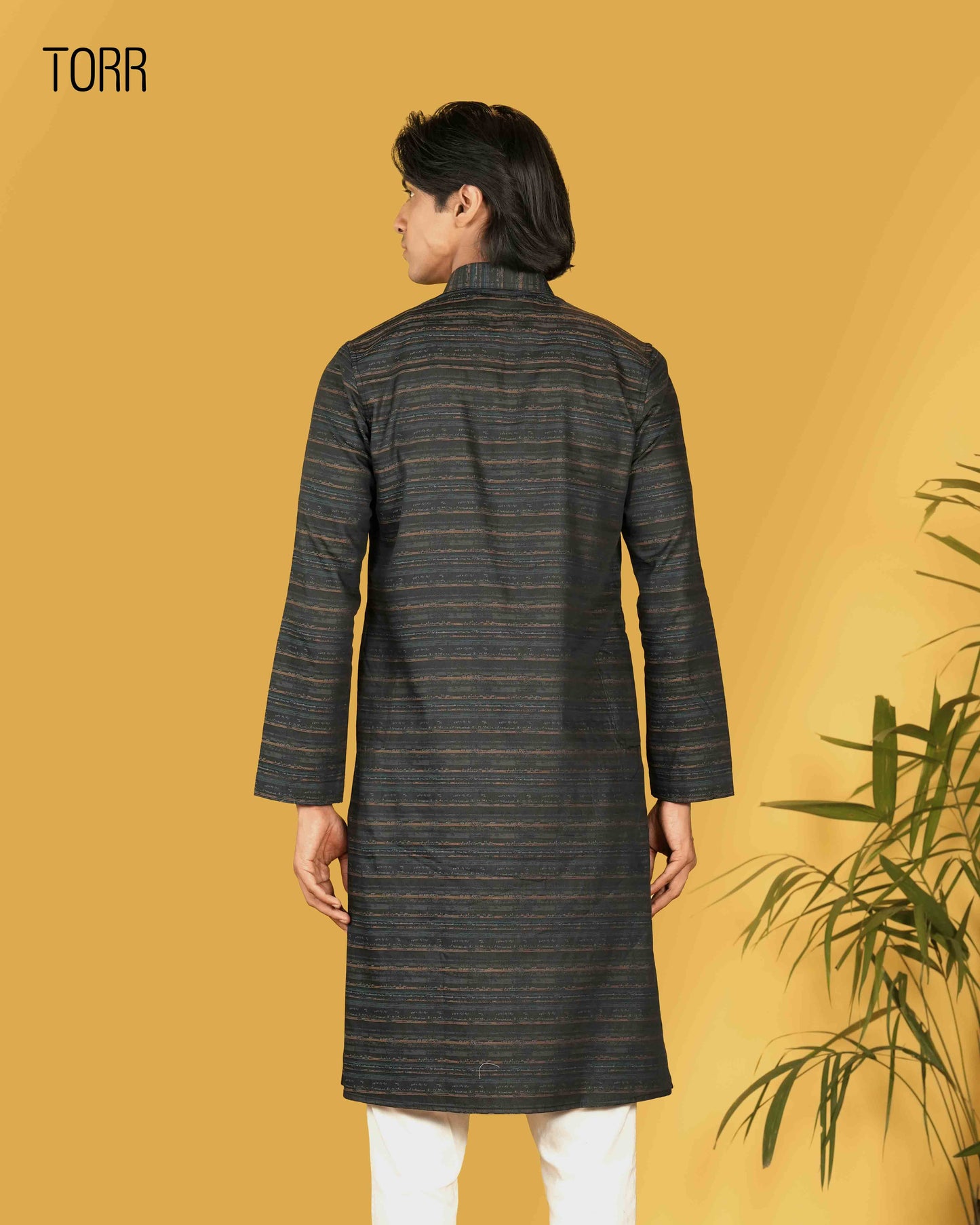 Men's Panjabi | Black Stripe