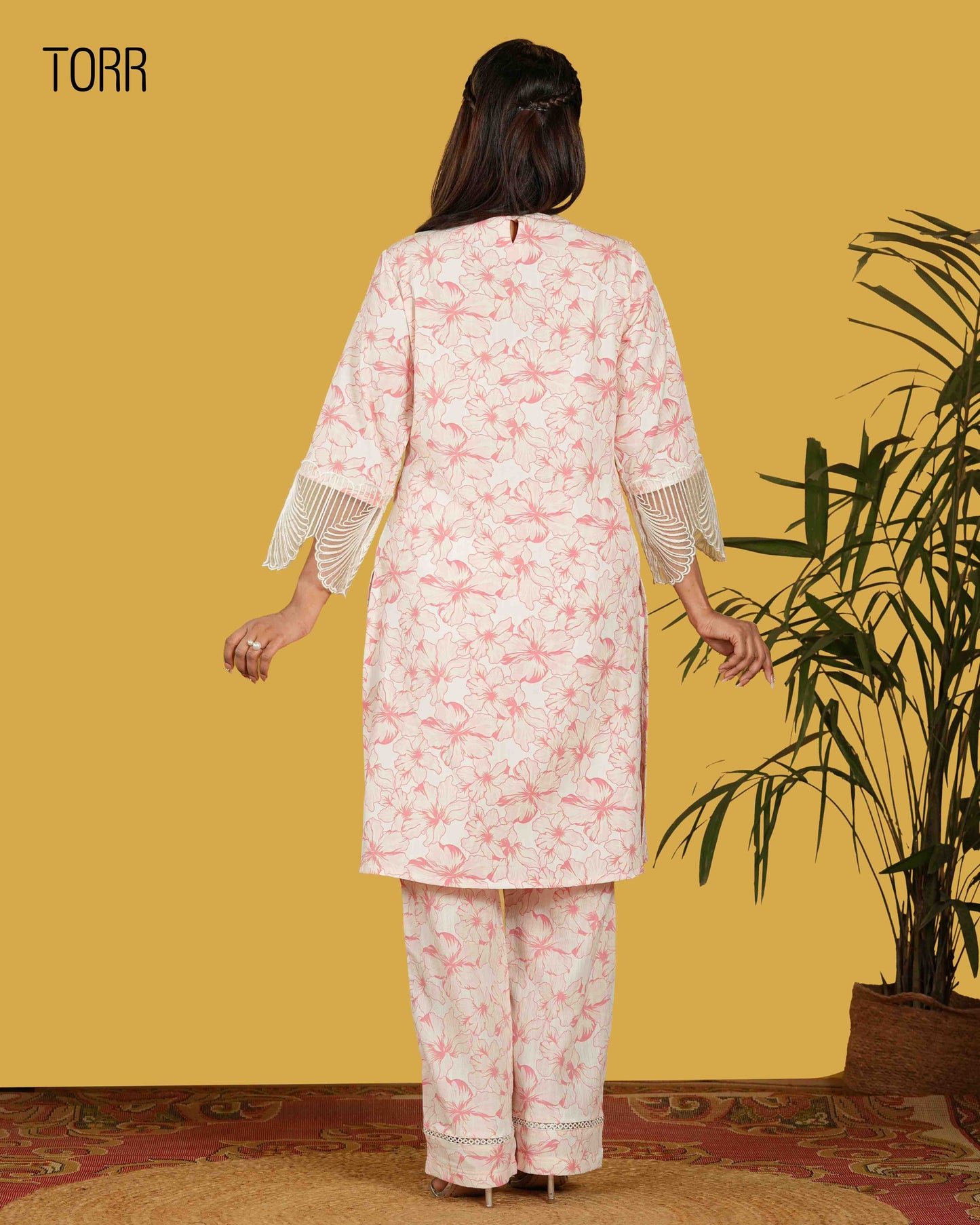 Women's Co-Ord Set | White/Pink Aop