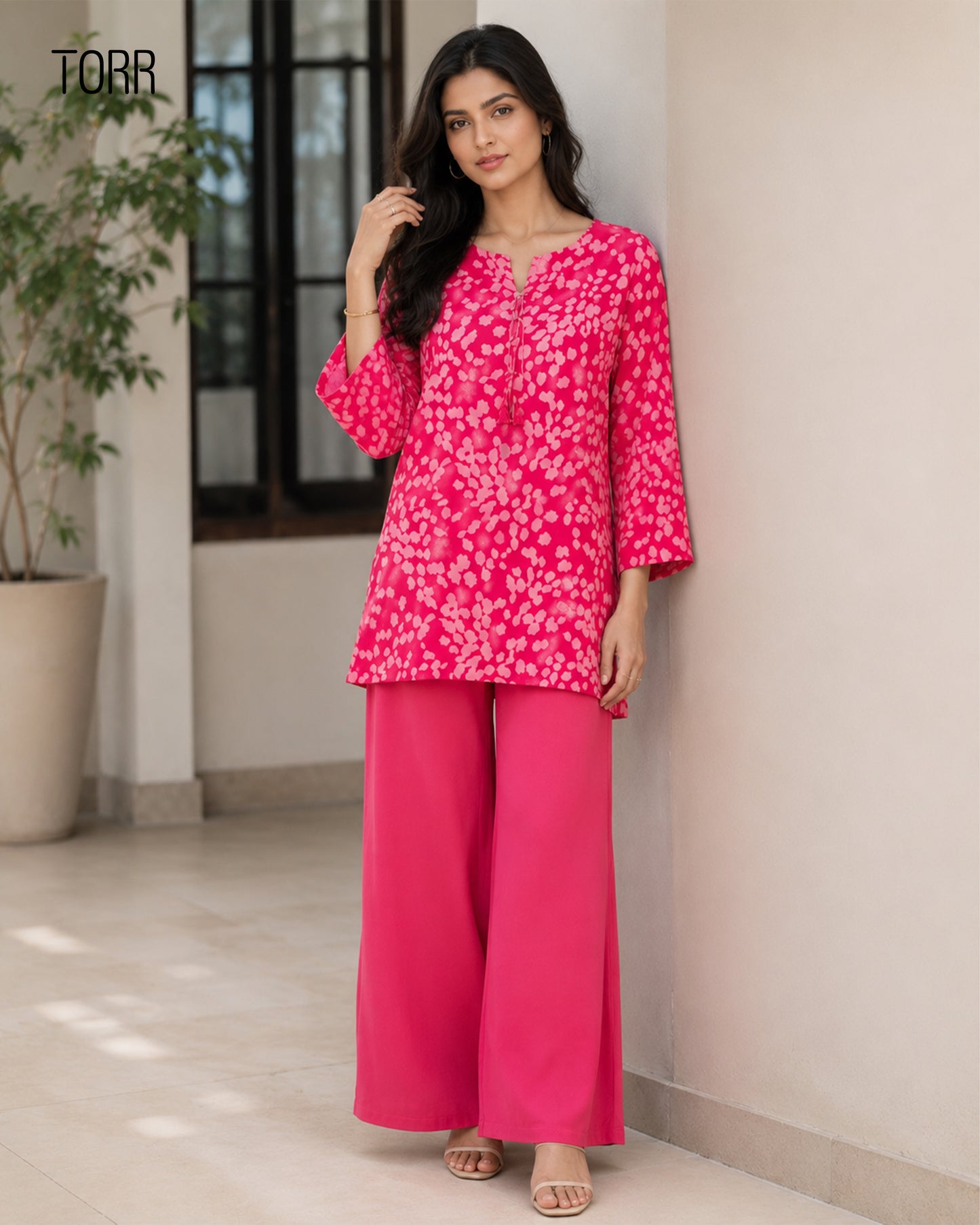 Women's Co-Ord Set | Red AOP/ Pink