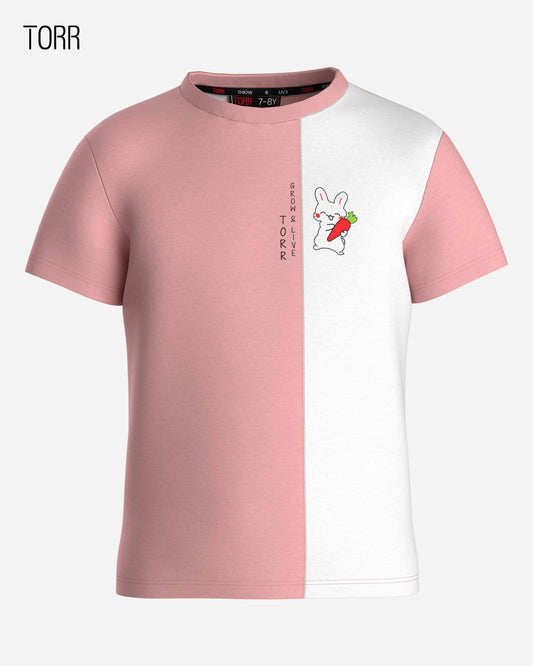 Girl's T-shirt  | Warm Blush & White