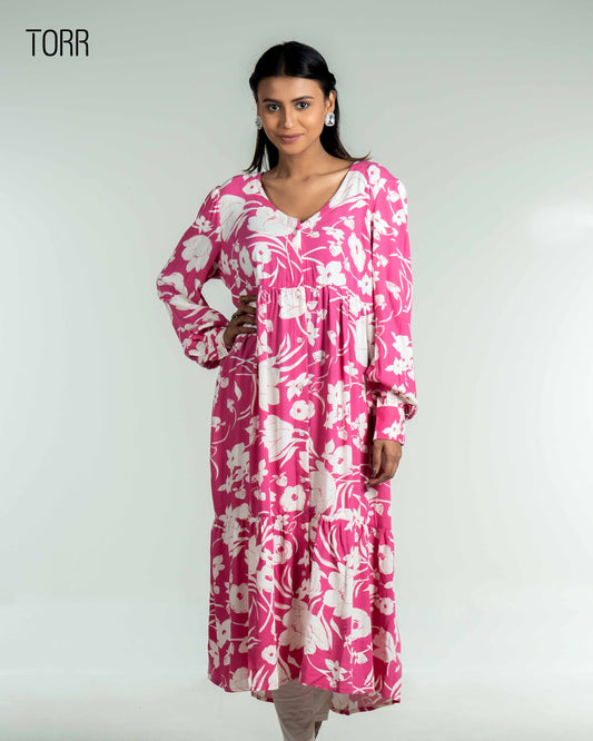 Women's Long Top | Pink AOP