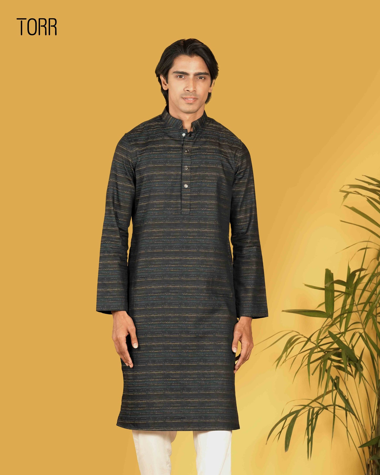 Men's Panjabi | Black Stripe