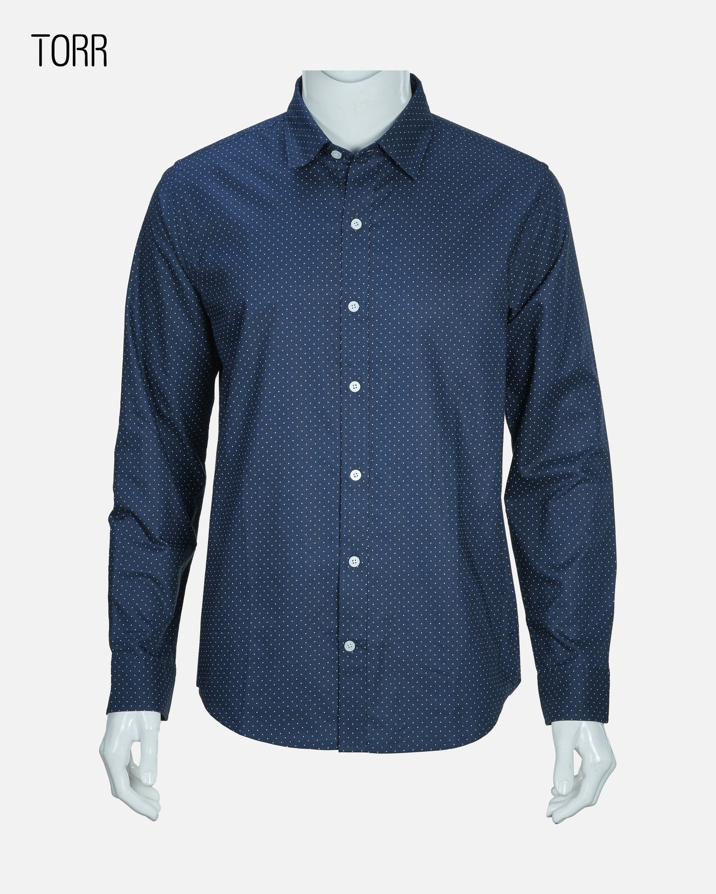 Men's Long Sleeve Shirt | Navy Dots
