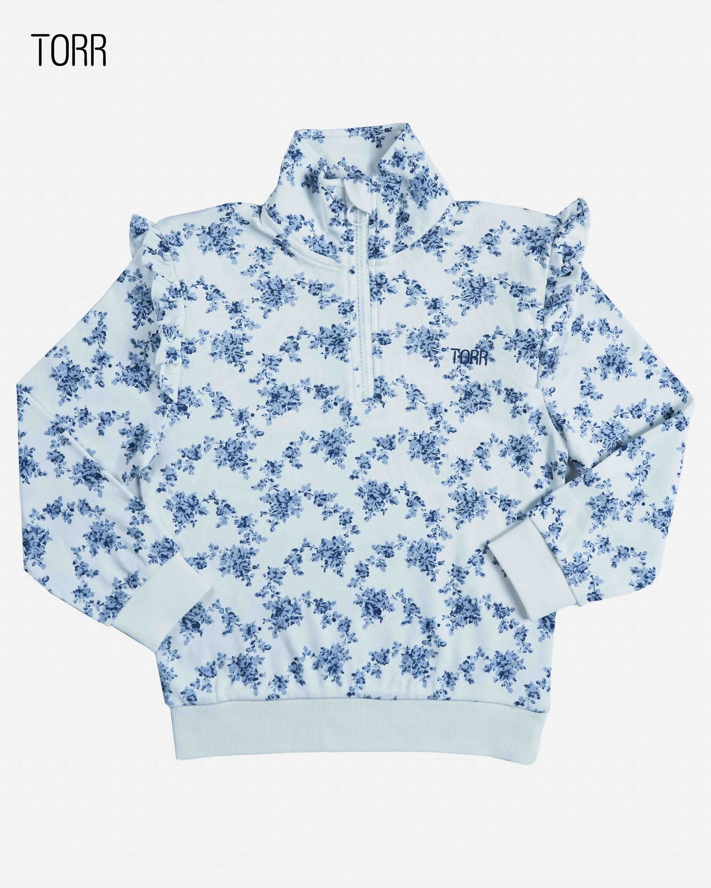 Girls Half Zip Jacket | White Aop