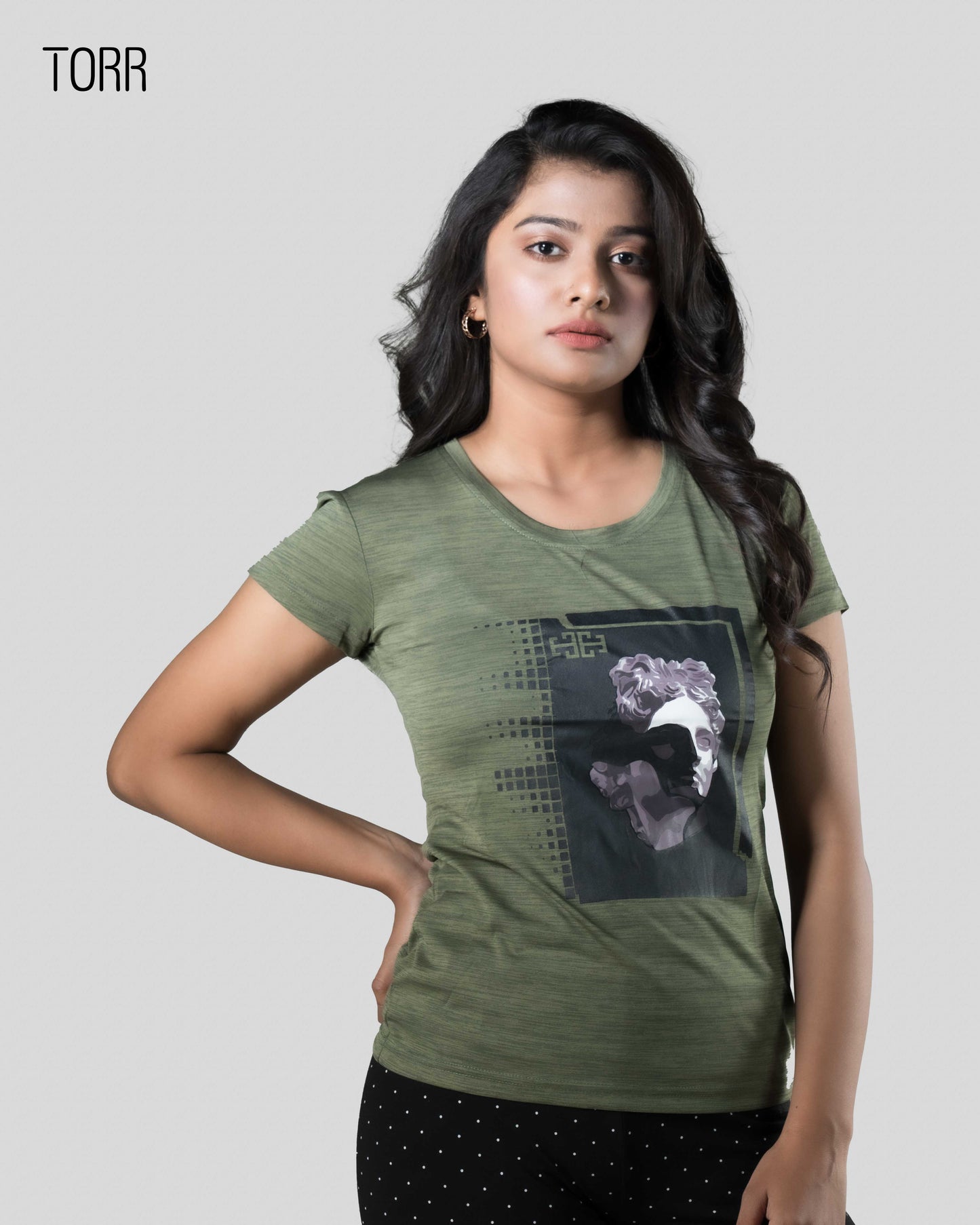 Women's T-Shirt |OLIVE GREEN MELANGE