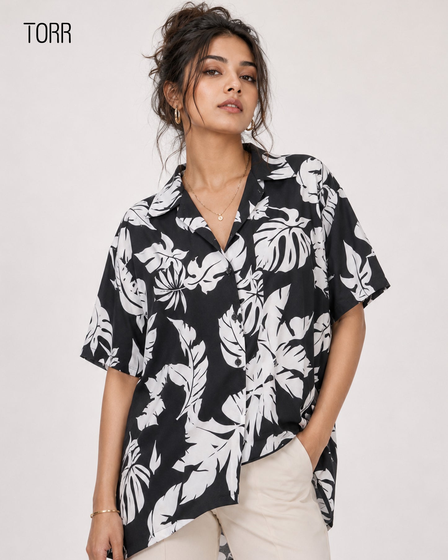 Women's Shirt | White/Black Aop