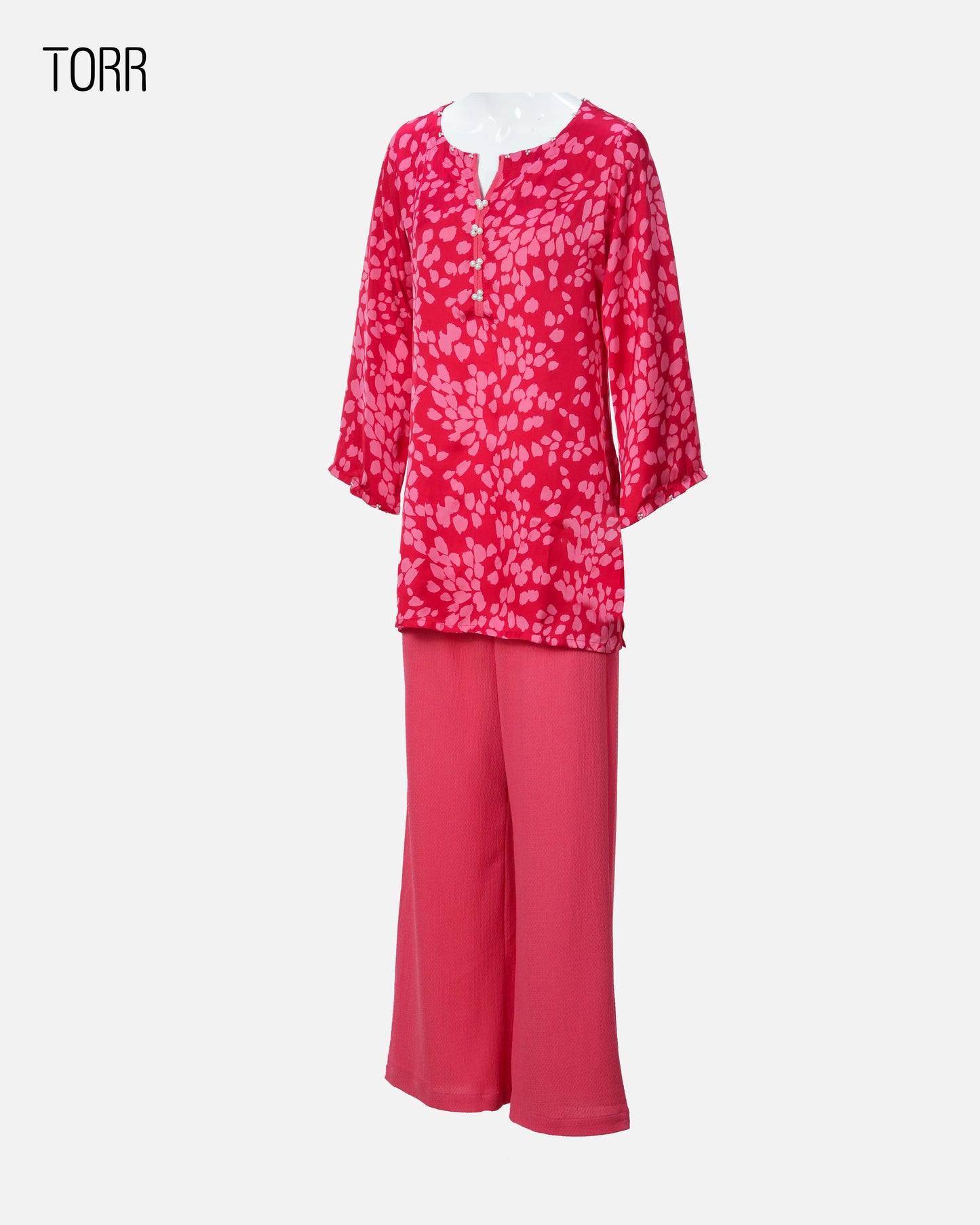 Women's Co-Ord Set | Red AOP/ Pink