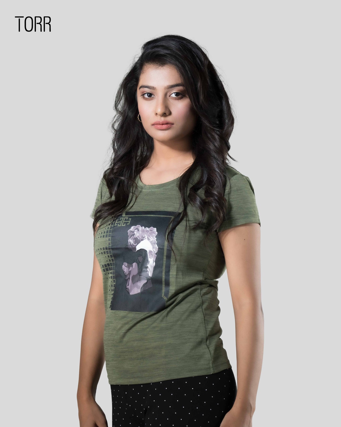 Women's T-Shirt |OLIVE GREEN MELANGE