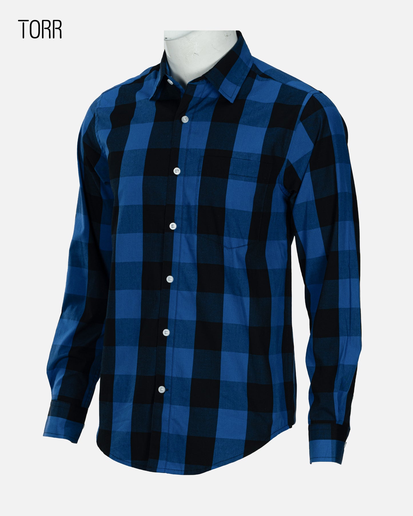 Men's Long Sleeve Casual Shirt | Blue & Black Check