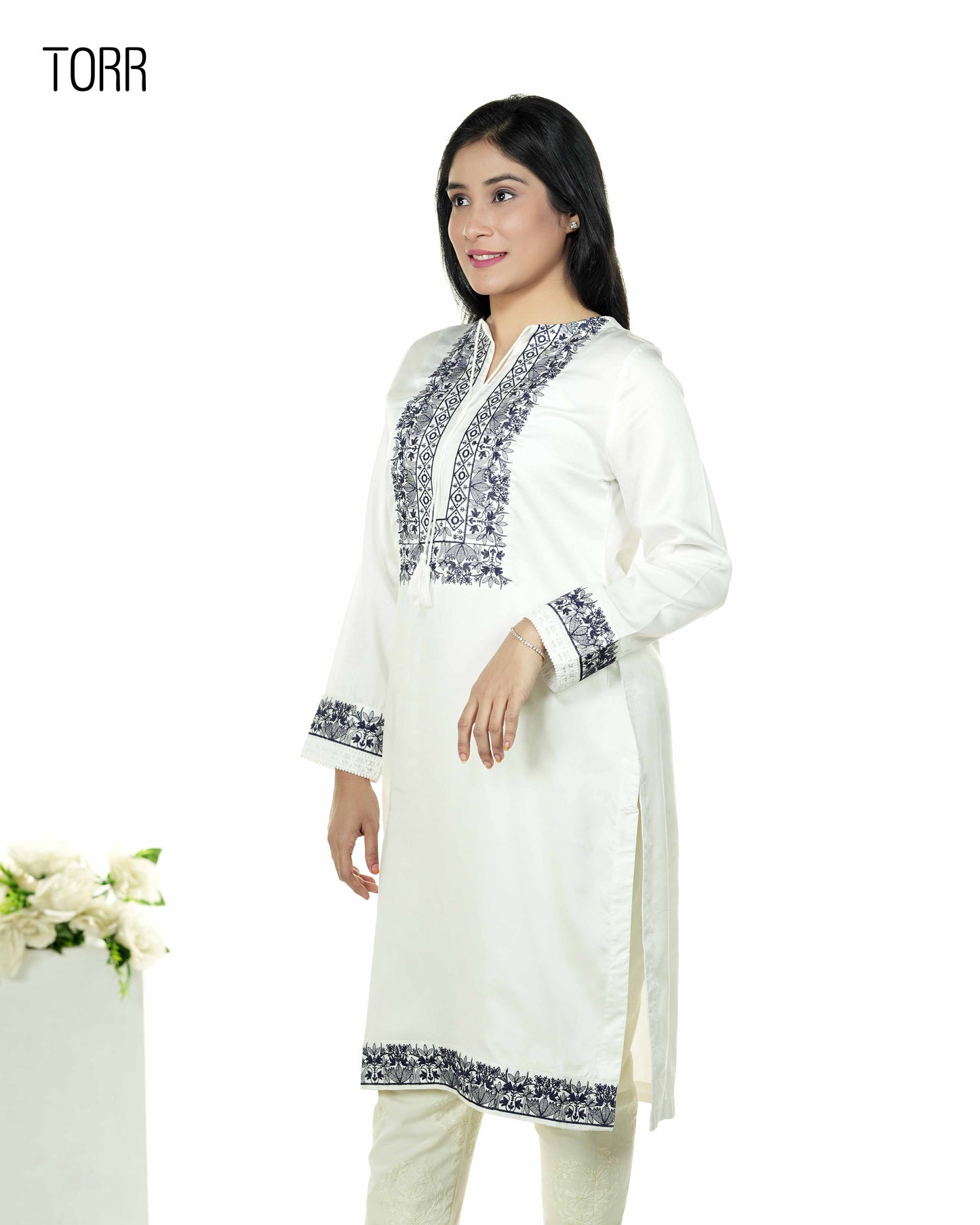 Ethnic Wear (01 Piece Kurti) | WHITE/BLUE