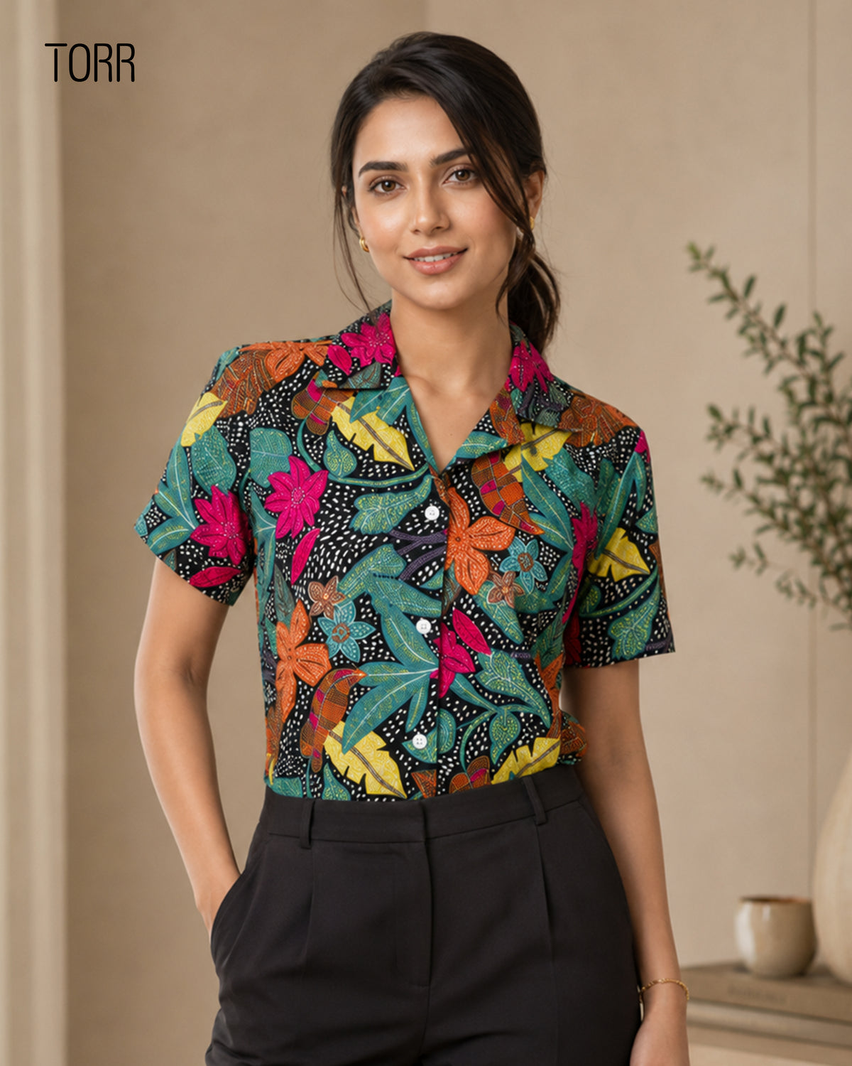 Women's Crop Top | Black Teal AOP