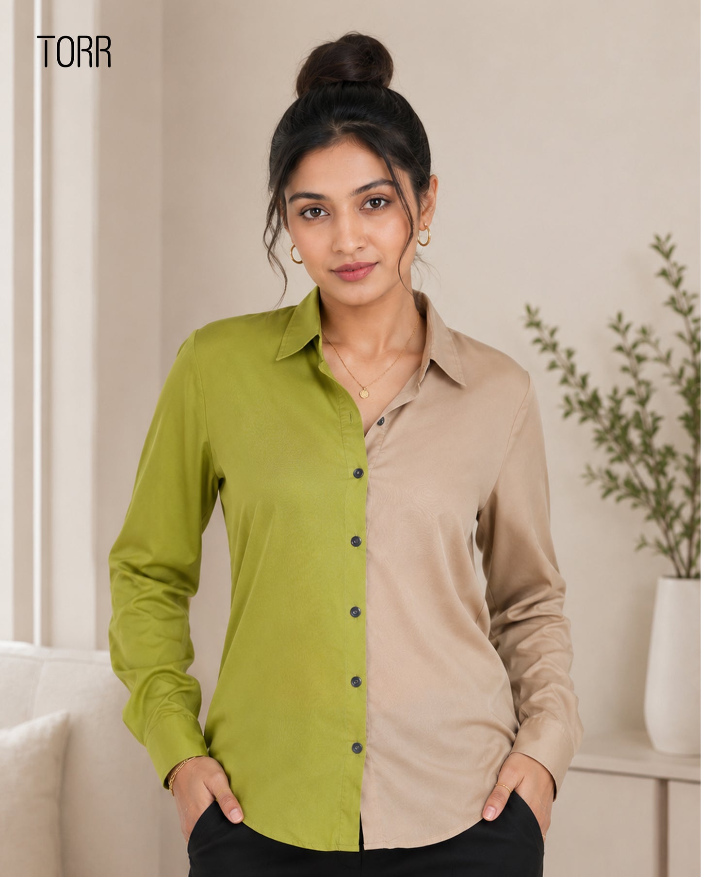 Women's Shirt | Beige/Green