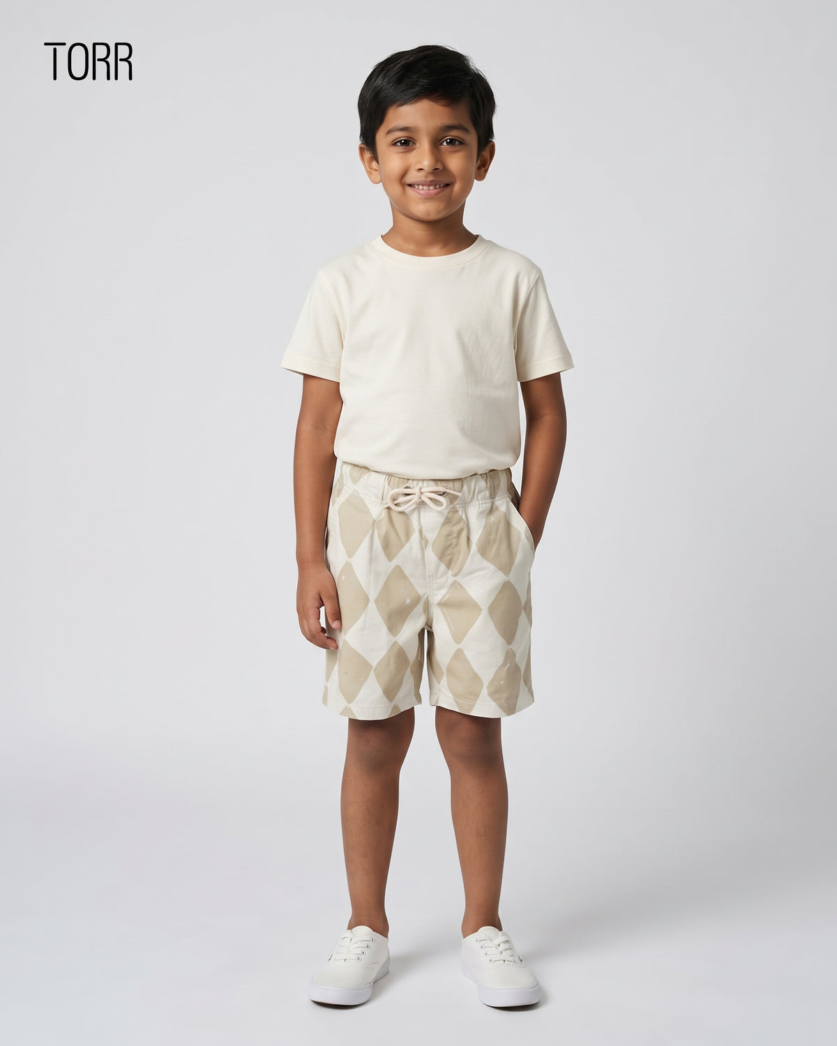 Boys Shorts |Stone Checkboard