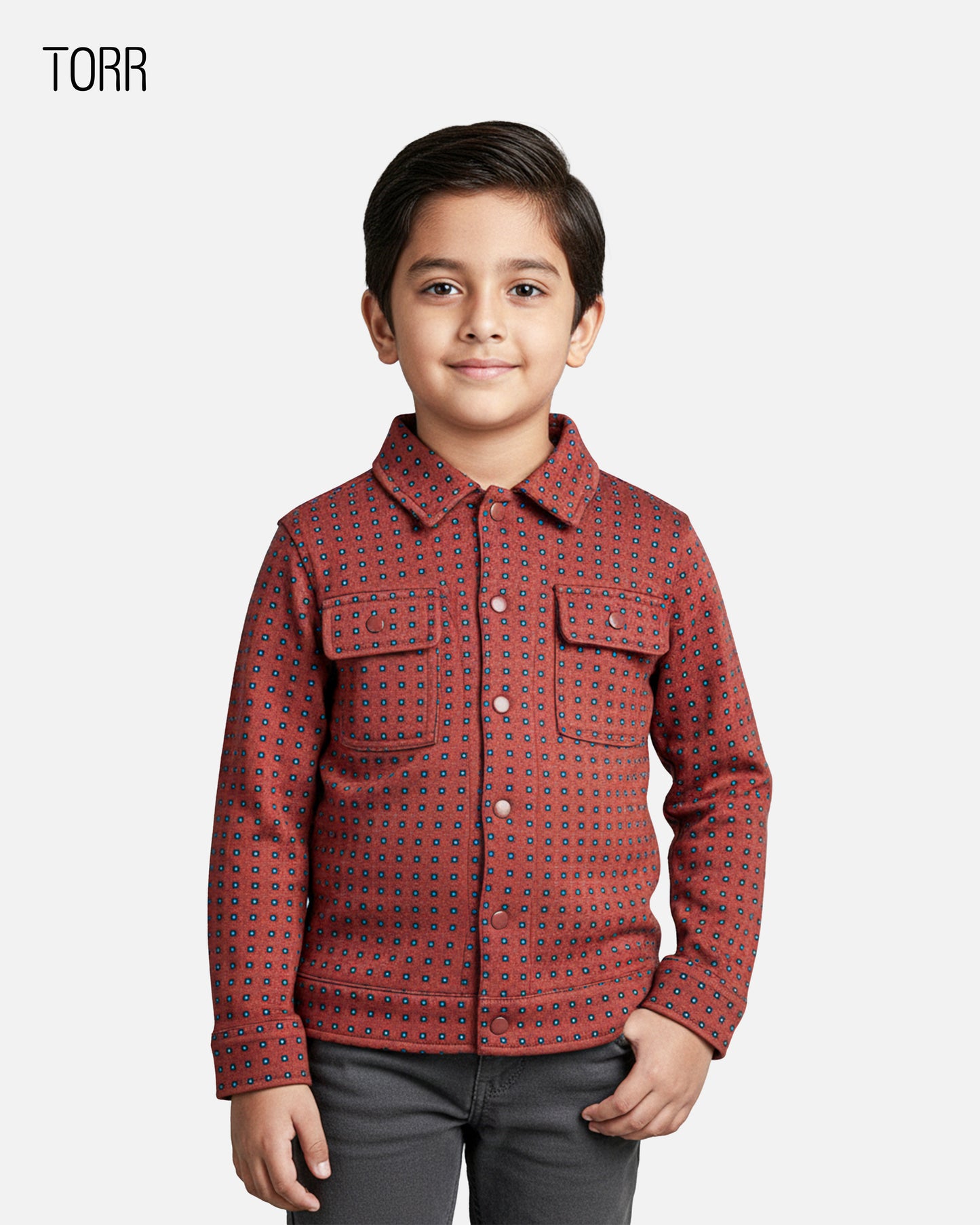 Boy's Jacket | Burnt Brick Aop