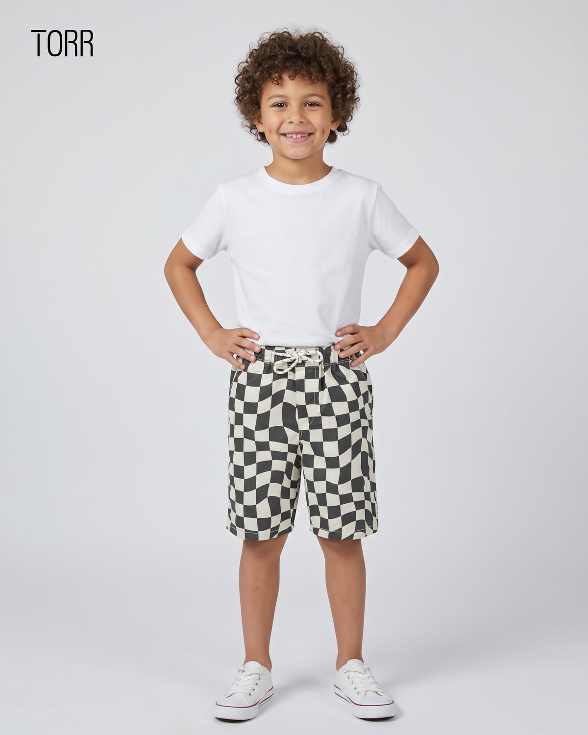 Boys Shorts |Black Checkboard