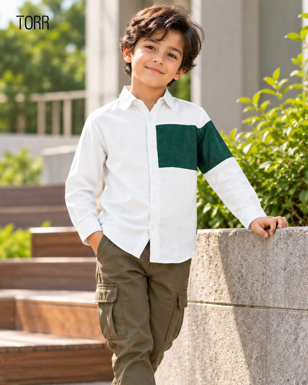 Boys Shirt  | White/Green