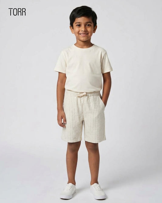 Boys Shorts | Ecru Stripe