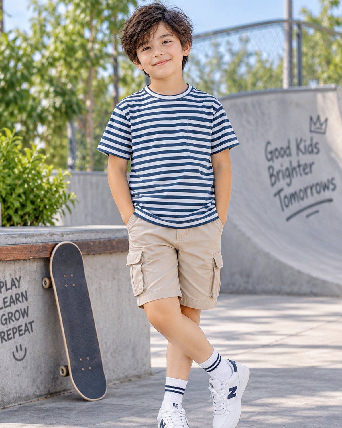 Boy's S/S T-Shirt | Navy AOP