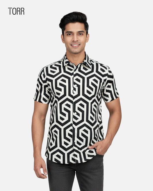 Men's Short Sleeve Casual Shirt | Geometric AOP