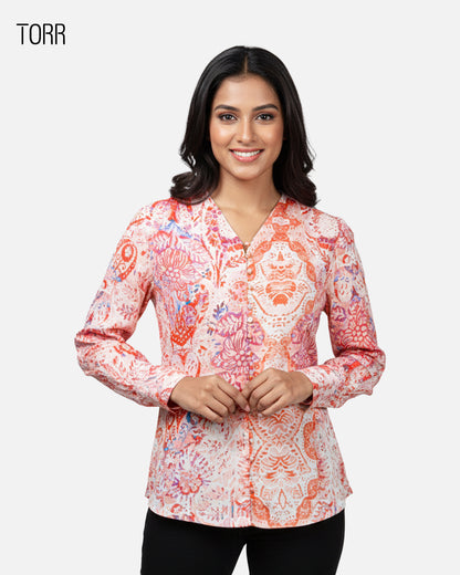 Women's Crop Top | Peach Coral AOP