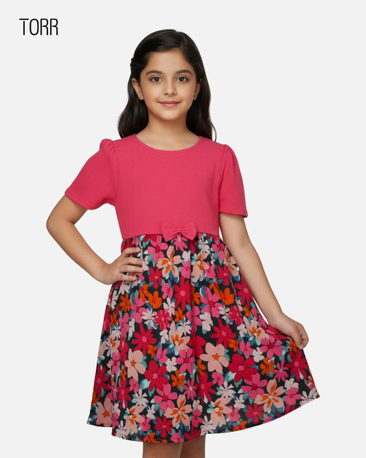Girl's Frock | Red Black AOP