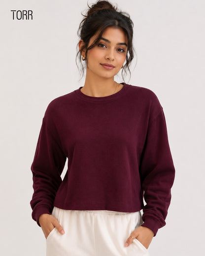 Womens Crop Sweatshirt | Wine