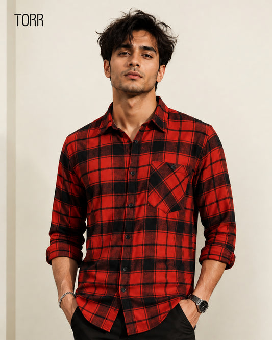 Men's L/S Casual Shirt | Red Check