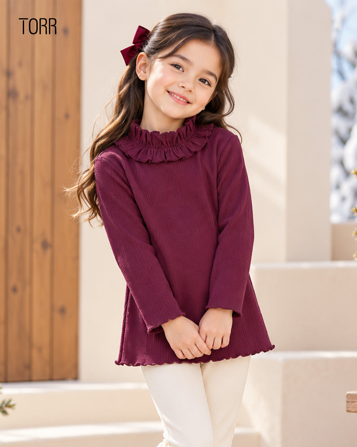 Girl's Turtle Neck | Dark Maroon