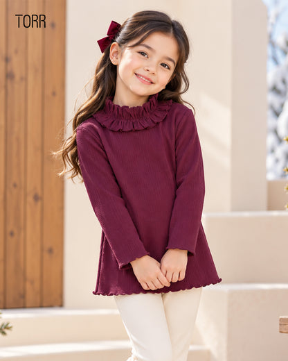 Girl's Turtle Neck | Dark Maroon