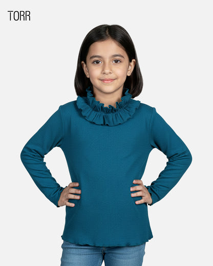 Girl's Turtle Neck | Teal Green