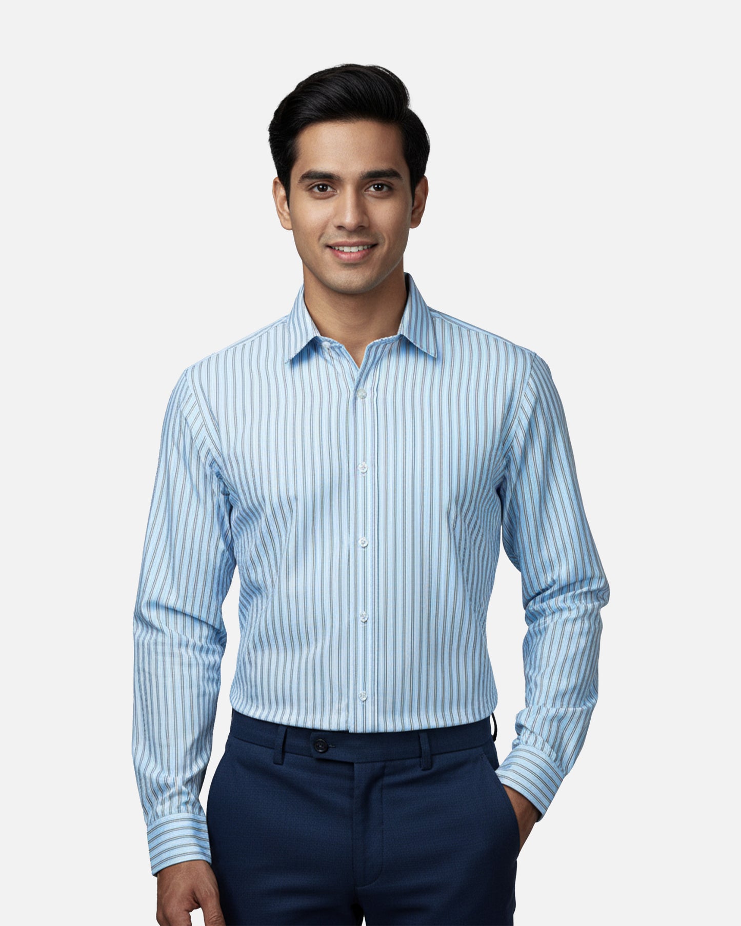 Men's Long Sleeve Shirt  | Lt. Blue Stripe