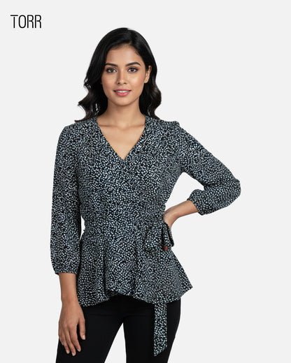 Women's Crop Top | Jet Black AOP