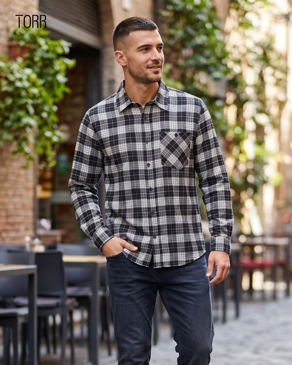 Men's L/S Casual Shirt | Black Check