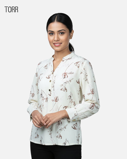 Women's Crop Top | Ecru AOP