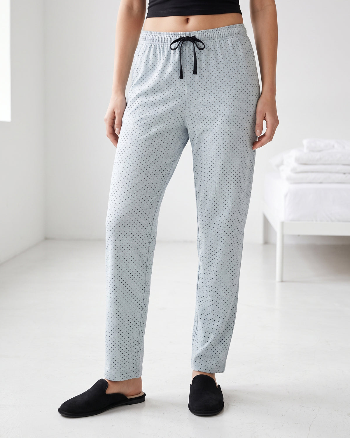 Womens Trouser | BLACK DOT AOP