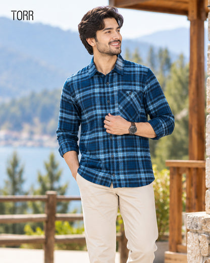 Mens L/S Casual Shirt | Navy Check