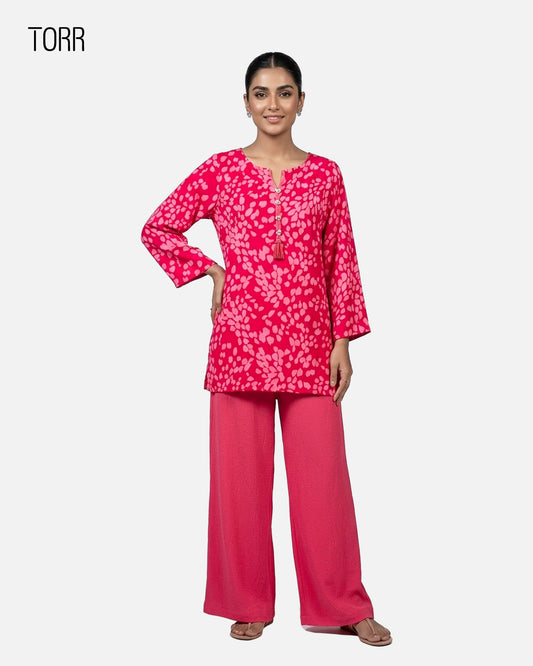 Women's Co-Ord Set | Red AOP/ Pink