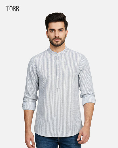 Men's Long Sleeve Casual Shirt | Blueberry stripe