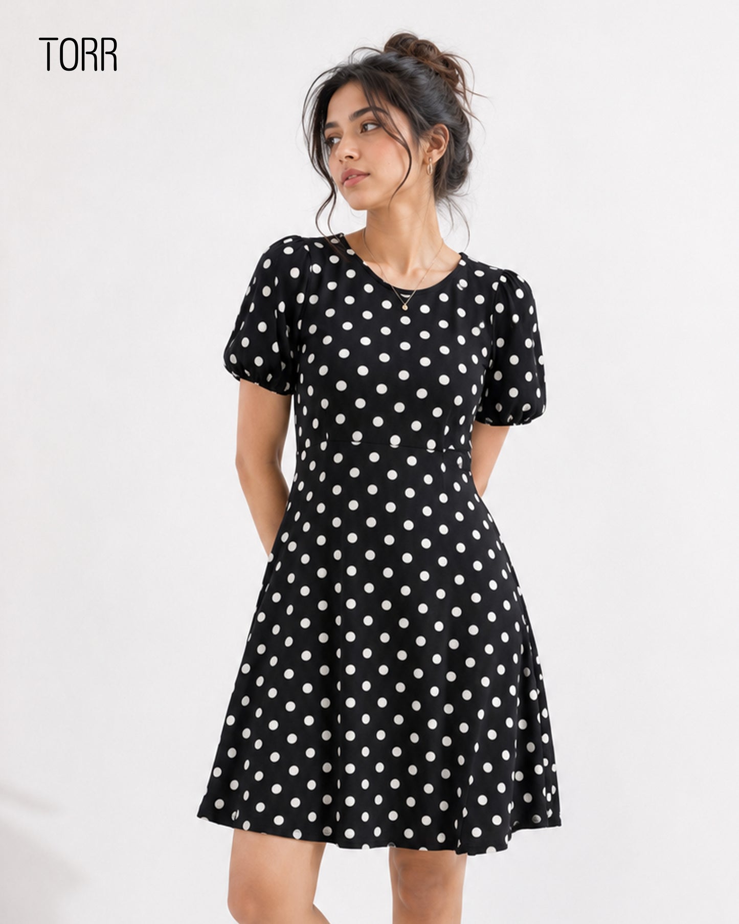Women's Long Top | White Dot Aop