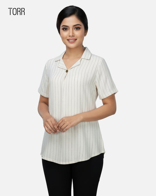 Women's Top | Cream Stripe