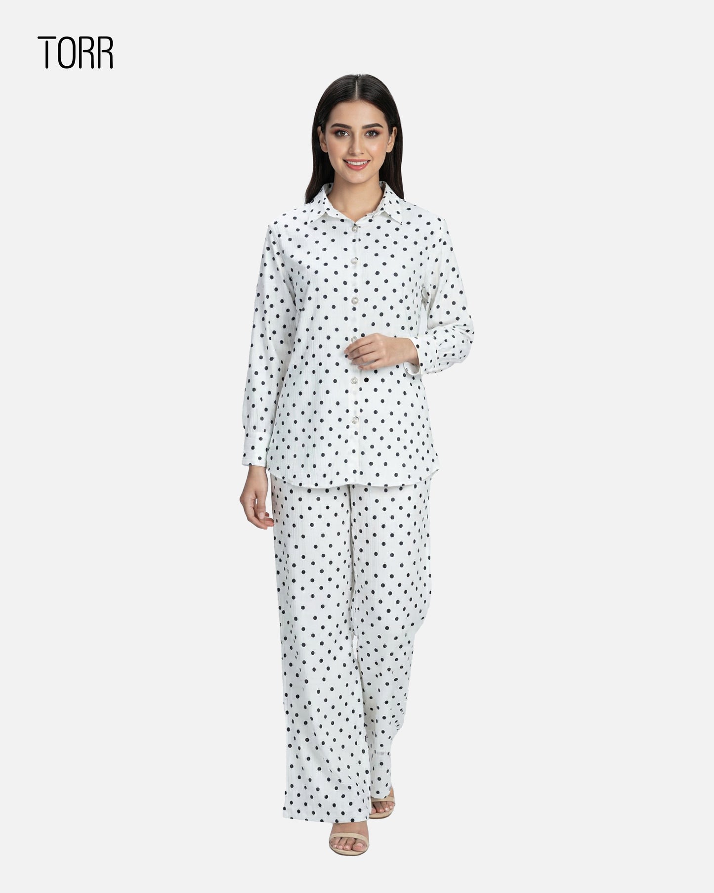 Women's Co-Ord Set | White Dot Aop