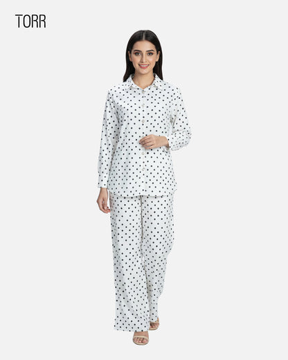 Women's Co-Ord Set | White Dot Aop