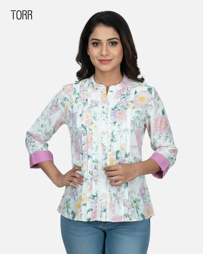 Women's Top | White Floral AOP