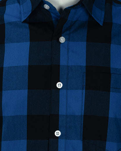 Men's Long Sleeve Casual Shirt | Blue & Black Check