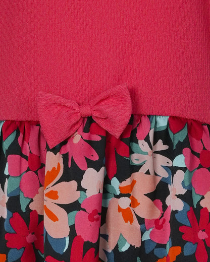 Girl's Frock | Red Black AOP