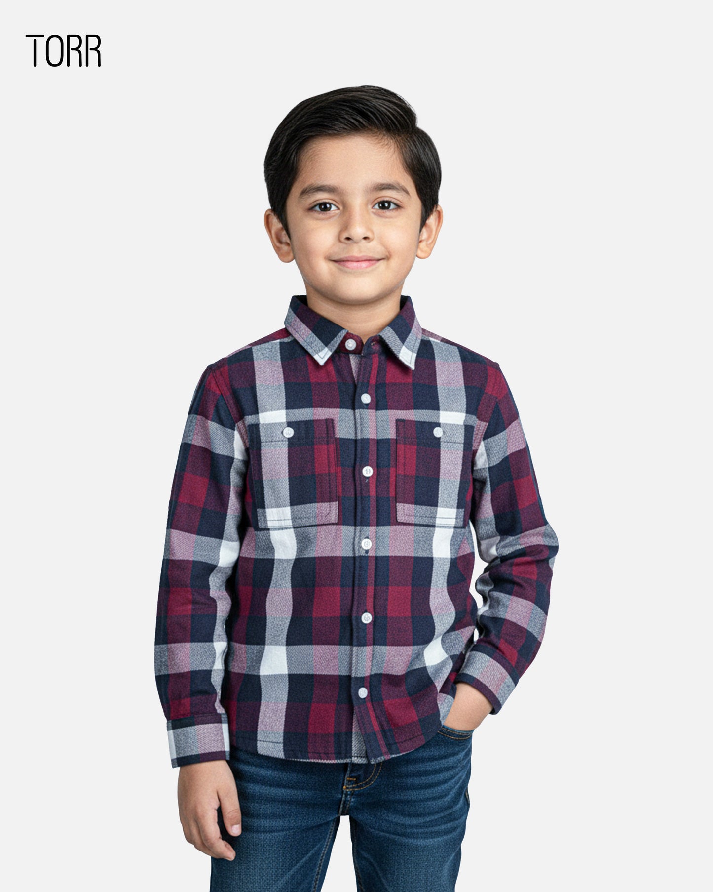 Boy's Shacket | Maroon Check